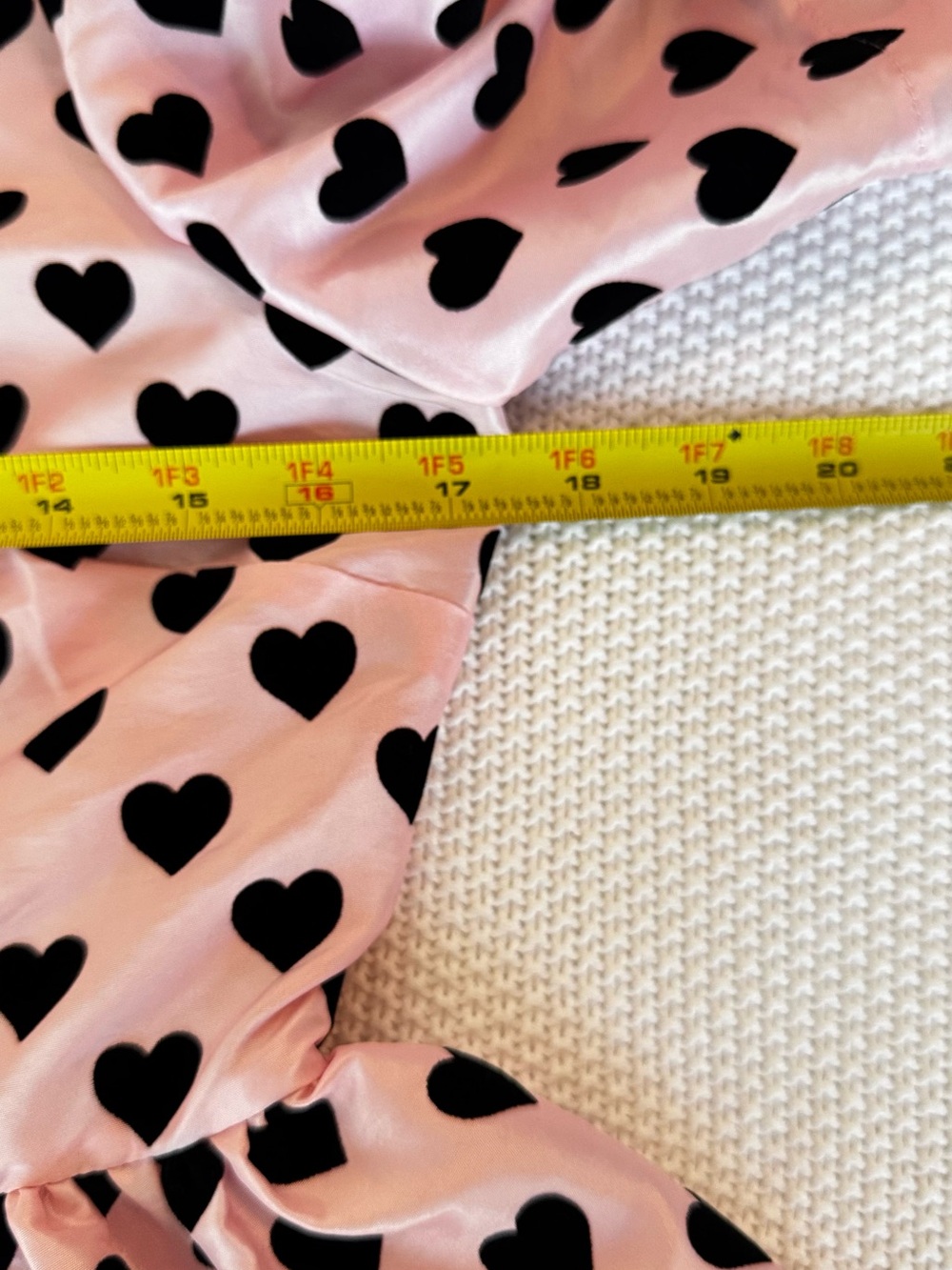 LOVESHACKFANCY Pink Taffeta & Black Velvet Heart Peplum Top Puff Sleeve Blouse - Picture 15 of 16